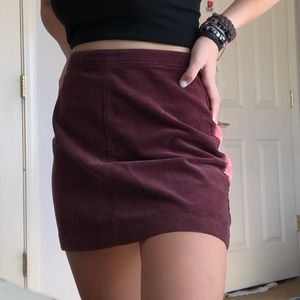 Maroon Corduroy Mini Skirt